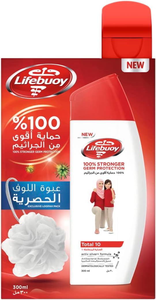 Lifebuoy Total 10 Body Wash & Loofah 300ml