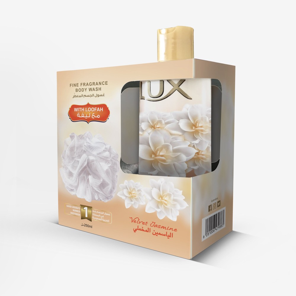 Lux Velvet Jasmine Body Wash 250ml With Loofah