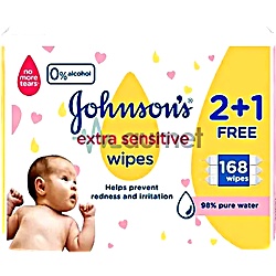 Johnson's Extra Sensitive Wipe 56 2+1 Free Offer